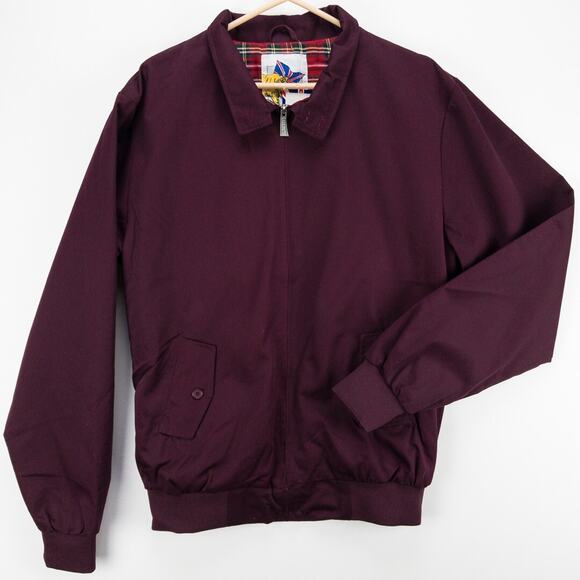 Harrington Windbreaker Jacket Flannel-Lined Burgundy Men’s XL Travel Layer - Picture 1 of 15